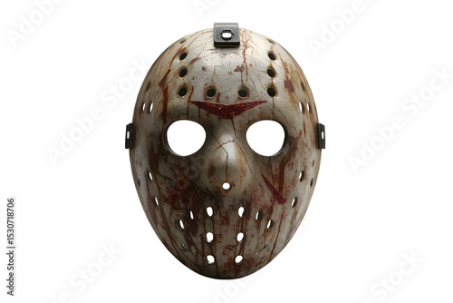 Bloody hockey mask, worn and stained