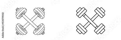 Crossed dumbbells design in a minimalist style suitable for fitness enthusiasts or gym branding needs