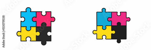 Creative puzzle pieces combined in vibrant colors form an engaging and playful design suitable for various applications