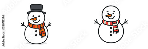 Snowmen wearing hats and scarves stand cheerfully in a winter landscape showcasing festive spirit and joy during the holiday season