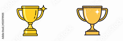 Award trophies representing achievement and success in various competitions and events in a minimalist design