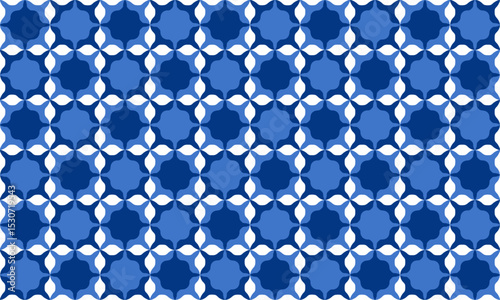 blue star with border hexagons pattern, Abstract Seamless geometric pattern with blue stars background, blue diamond dot, repeat star pattern design for fabric printing, star patter checkerboard