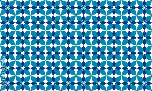 diamond flowers, seamless pattern with two tone blue green flowers, light blue flower hexagon block of blue background background design for fabric print, ceramic Japanese style checkerboard