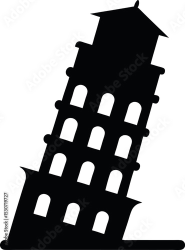 leaning tower silhouette vector illustration
