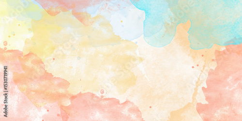 Colorful abstract watercolor background digital art .overlay featuring soft pastel hues of blue, pink, yellow mimicking a watercolor painting suitable for a variety	