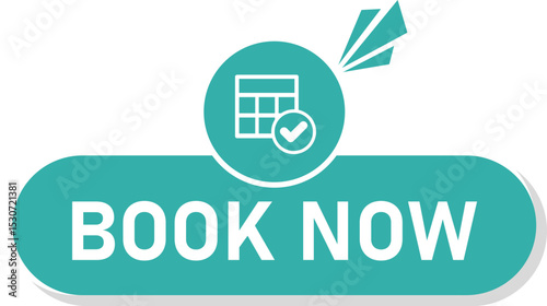 Flat "Book Now" button with clean design, perfect for reservations, appointments, hotels, events, or services on websites, apps, and promotional banners.