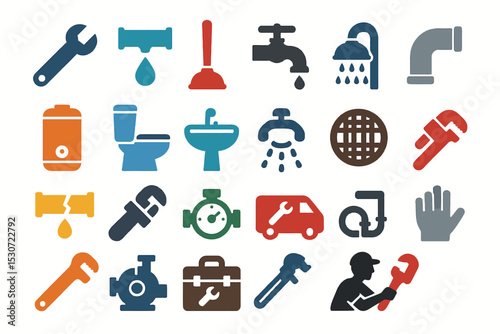 Plumbing and Waterworks Icon Variety Set