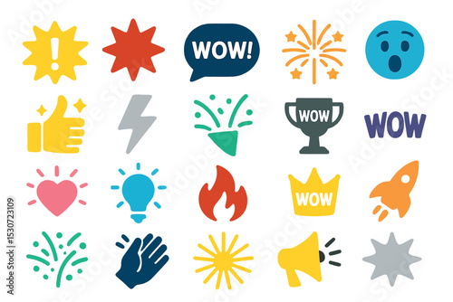 Wow Reaction and Celebration Icon Bundle