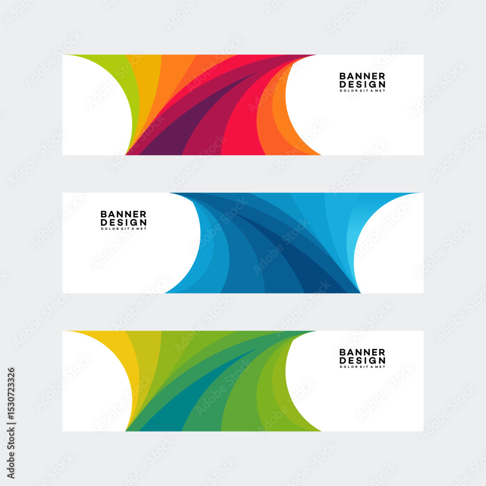 Naklejka premium Three colorful banner designs with abstract shapes.