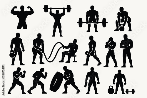 Fitness Silhouette Exercise Icon Collection