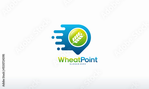 A modern  design featuring a stylized wheat symbol on a location pin.