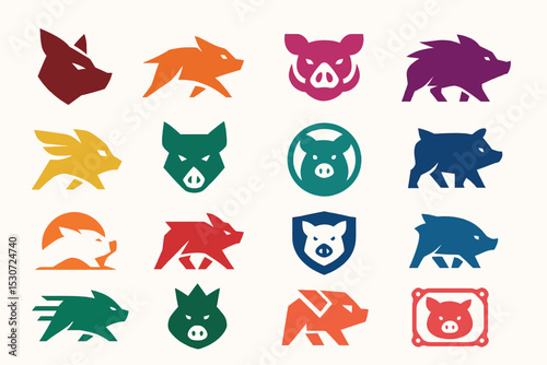 Vibrant Wild Boar Logo Design Pack