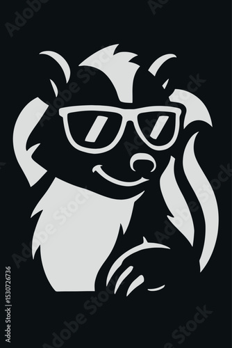 Minimalistic vector illustration of a skunk