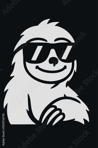 Minimalistic vector illustration of a sloth wearing sunglasses