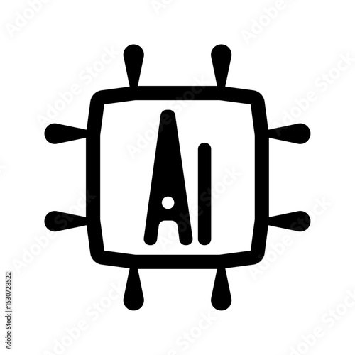 Artificial intelligence AI processor setting vector icon web site, logo, social media. vector	