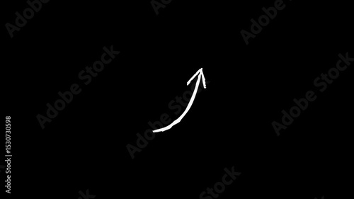 Hand Drawn Stop Motion Arrow, Grunge Style Stop Motion Animation on Transparent Background With alpha channel.