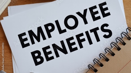 Employee benefits listed on a sheet of paper.