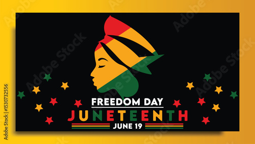 Independence Day Background Design June. Poster or banner with Juneteenth.with space for text June 19. Vector Illustration