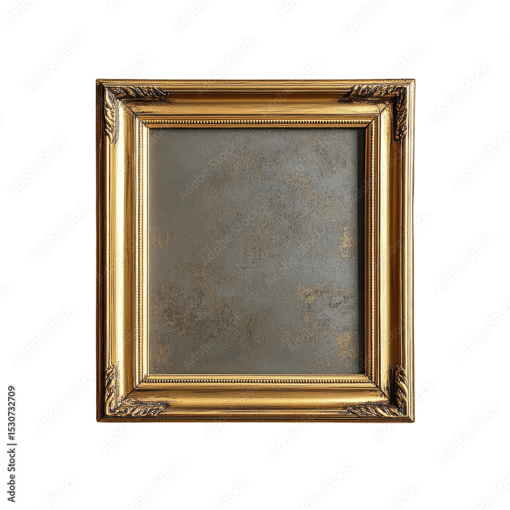 Fototapeta premium Elegant golden picture frame isolated on transparent background