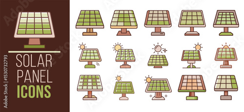 set of solar panel icon