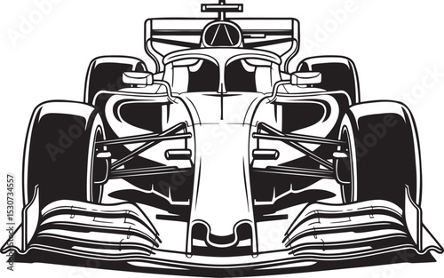 Formula racing car silhouette vector illustration isolated On Transparent Background