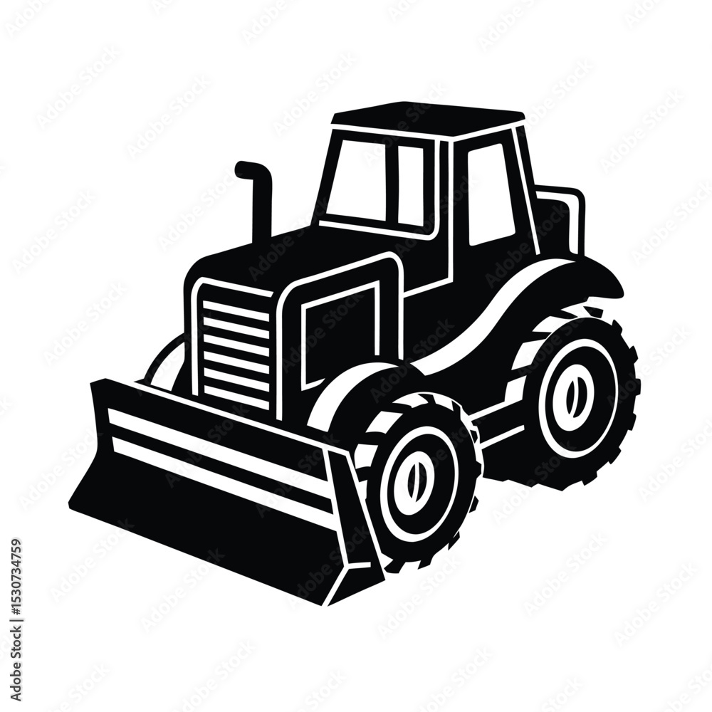 Naklejka premium Bulldozer machine vector silhouette