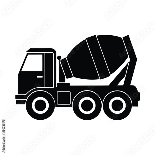 Cement mixer truck vector silhouette