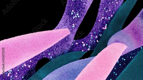 A highresolution image of a digital pathology scan that emphasizes the intricate details of a tissue section with AI indicators pinpointing areas of interest for further study.