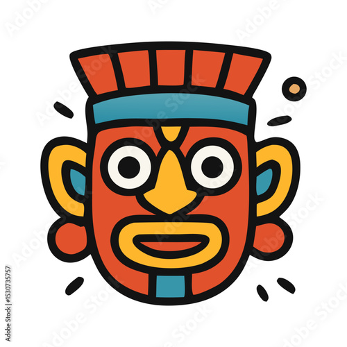 Tribal Mask Illustration: A vibrant, stylized illustration of a tribal mask, rich in color and symbolic detail, evokes a sense of ancient traditions and cultural heritage.