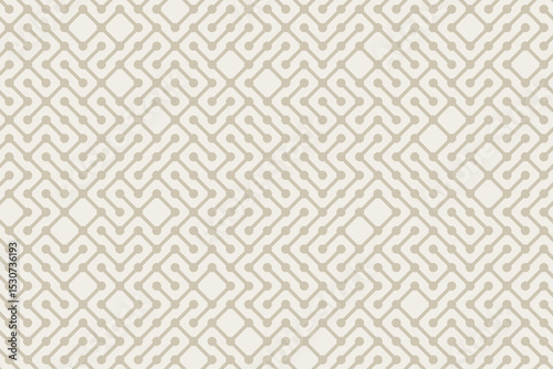 Monochrome technology background, neutral earthy colors, abstract geometric bg with random placed design elements, seamless vector pattern intricate chaotic connected shapes grid