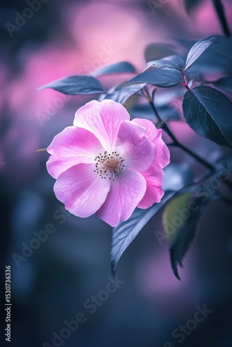 Pink rose blossom close up