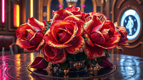 Elegant pink and red rose bouquet, perfect for a wedding or Valentine's Day gift, isolated on white to showcase its natural beauty