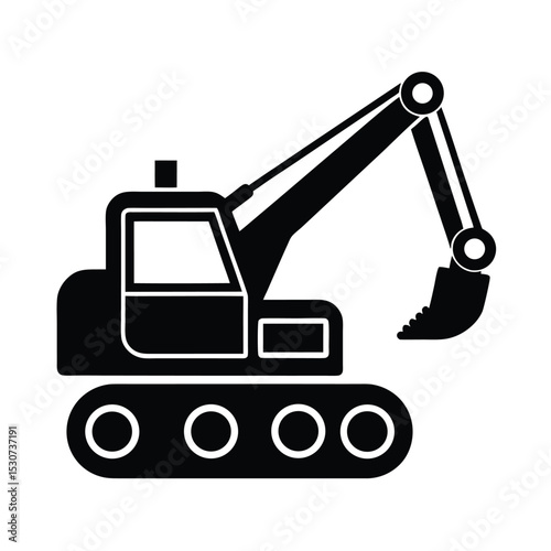 Heavy construction machine vector silhouette