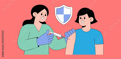 nurse vaccinating patient , vector illustration for immunization drive and disease prevention