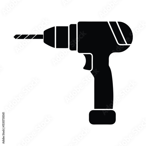 Manual hand drill vector silhouette