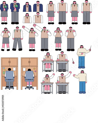 Student Activity and School Scene Illustration Set