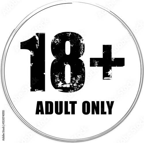 18 sign warning symbol isolated, adults age only, over 18 plus only censored, eighteen age older forbidden adult content