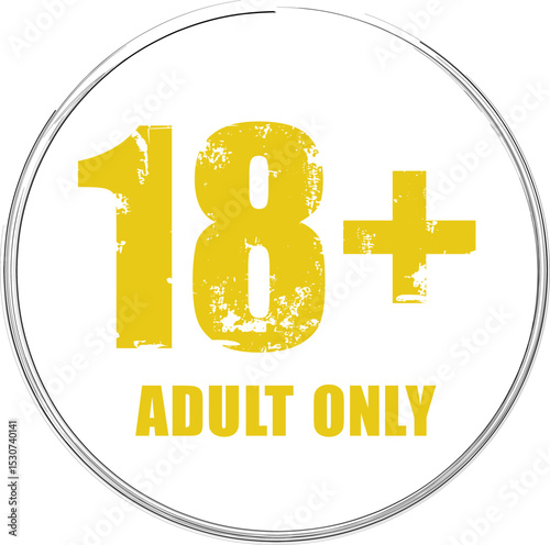18 sign warning symbol isolated, adults age only, over 18 plus only censored, eighteen age older forbidden adult content
