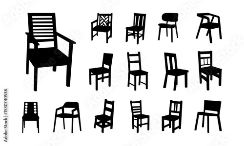 Set of various chair silhouette
