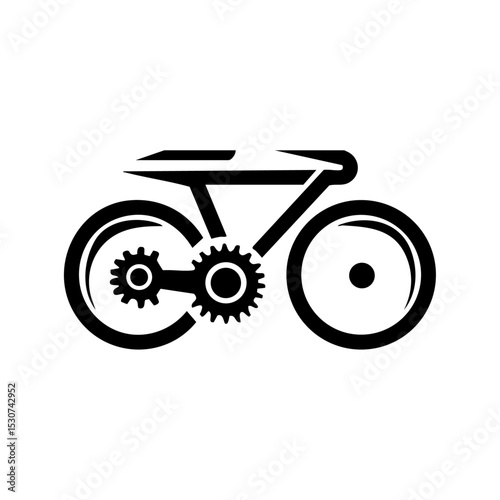 Black vector icon of a stylized bicycle crank and gear system in motion.

