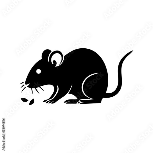 Black silhouette of a rodent searching for food, representing urban pest or infestation.

