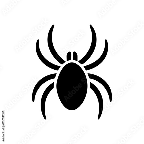 Vector icon of a tick insect with symmetrical legs in minimalist style. Flat design of a dangerous bug for health warning, biology, or disease topics.


