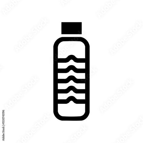 Sleek black icon of a reusable water bottle with ergonomic grip design.

