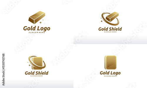 Set of Modern gold bar logo designs concept