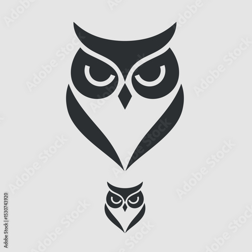 Vector logo of a wise owl in a minimalistic style. The clean, concise design forms a modern and memorable brand identity mark
