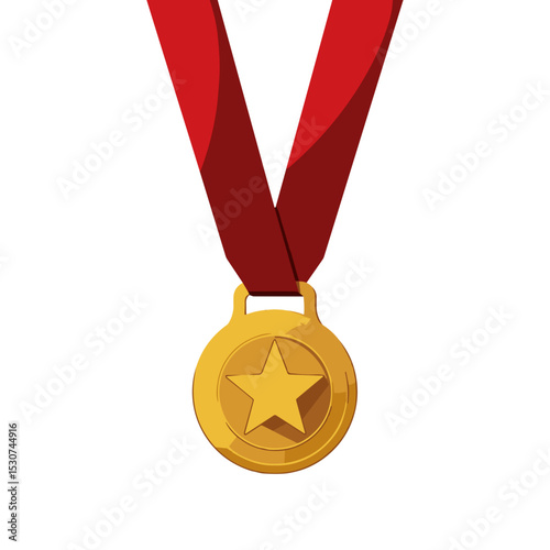 Bold medal of victory on ribbon, commemorating achievement