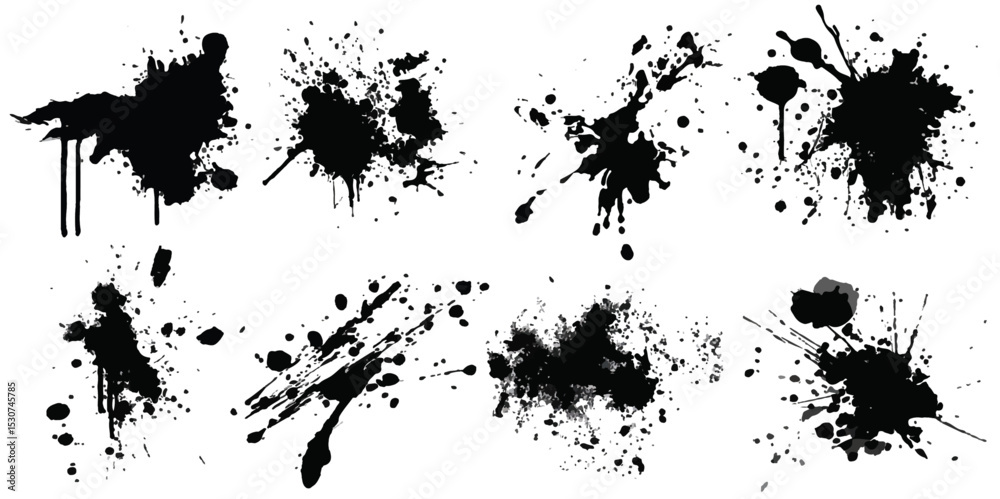 Obraz premium Abstract Black and White Ink Splats Creating a Grunge. ink splat 