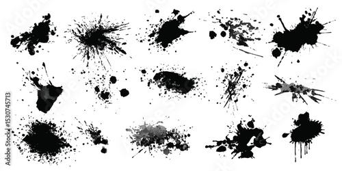 Abstract Black and White Ink Splats Creating a Grunge. ink splat
