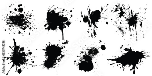 Abstract Black and White Ink Splats Creating a Grunge. ink splat
