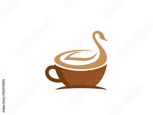 A delightful visual of a coffee cup creatively formed into a elegant swan shape, combining the beauty of the animal with the enjoyment of coffee